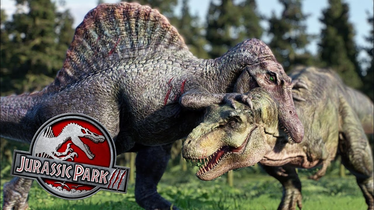 BULL T-Rex VS Spinosaurus With Relistic Textures [4K] - YouTube