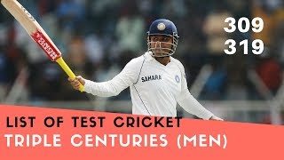 List of Test Cricket Triple Centuries | 300+ Runs ( 1930 to 2017 ) : 30 Centuries