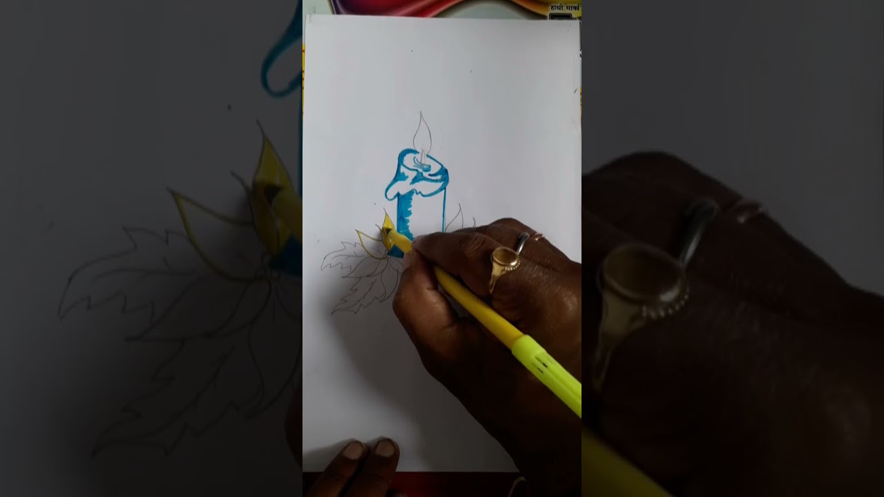 how to draw Christmas candle flowers | Christmas drawing 