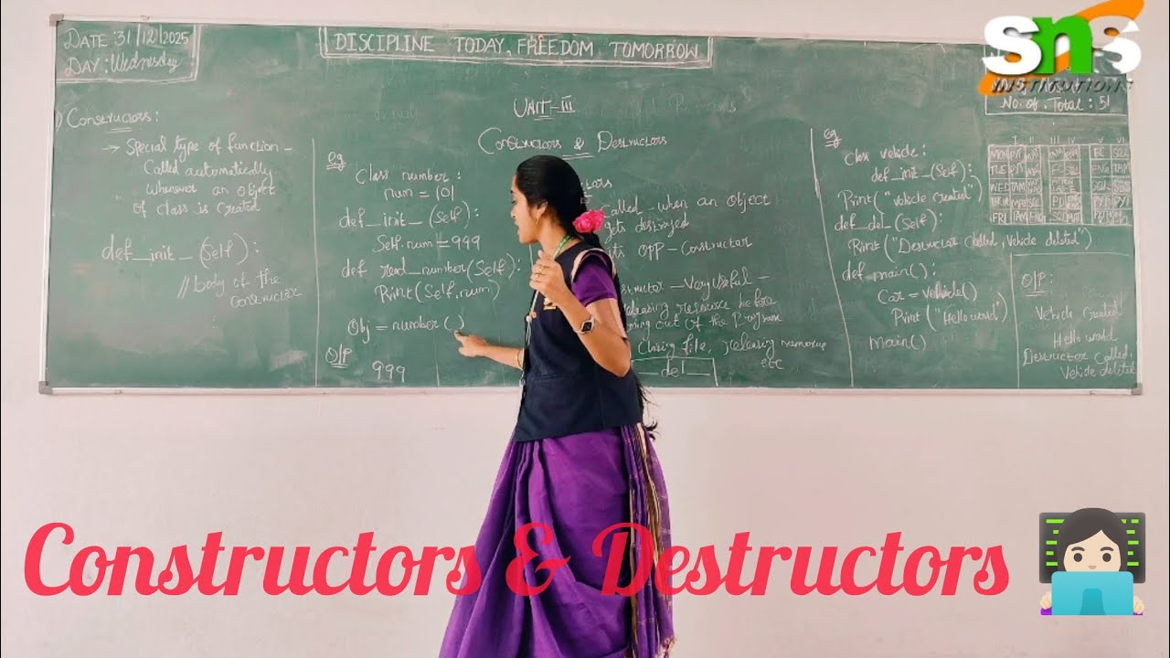 Constructors and Destructors | OOPS with Python Programming | SNS ...