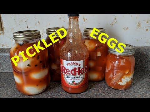 Pickled Eggs And Sausage Using Franks Red Hot Sauce