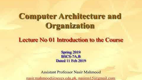 Computer Architecture and Organization Lecture  No 01| Urdu/Hindi | Introduction to the course