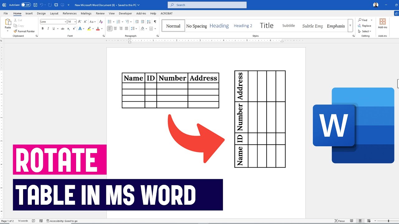 Left Rotate Table How to rotate a table in Word from horizontal to vertical easily - YouTube