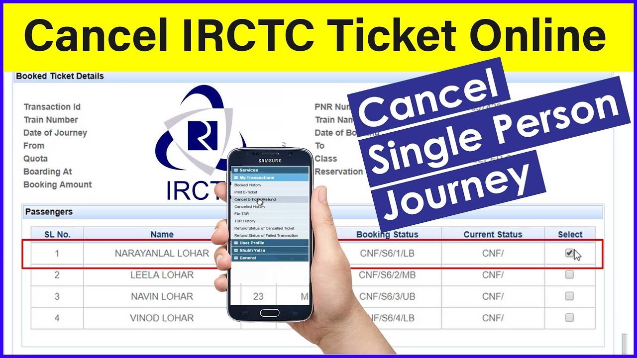 How to Cancel IRCTC Tickets Cancel Single Person Railway