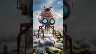 Mind-Blown by This AI Steampunk Cloud Weaver 🕸️🌥️ This AI-generated steampunk biome-weaver insect