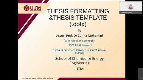 UTM Thesis Template Workshop