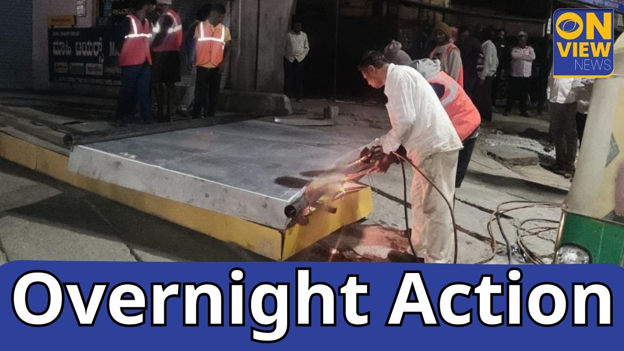 Over 17 Illegal Hoardings Removed in Overnight Drive on Old Madras Road