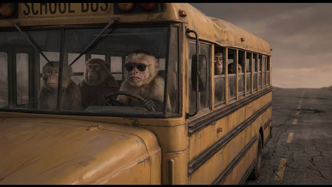 When Monkeys Became Bus Drivers 😱 | AI Movie Scene | Monkeys Take Over a Broken Bus