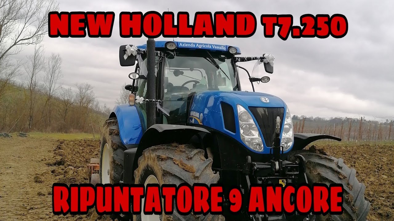 RIPUNTATURA con NEWHOLLAND T7.250 e ripuntatore 9 ancore (2,70 Mt)