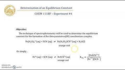Experiment #4: Determination of an Equilibrium Constant - Prelab Discussion