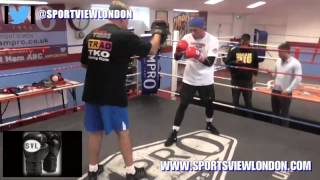 Billy Joe Saunders pads session with trainer Jimmy Tibbs