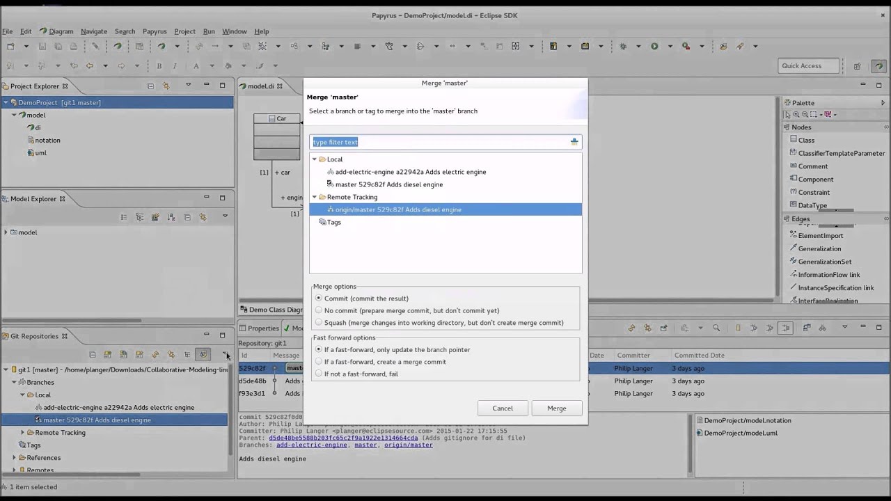 Collaborative Modeling with EMF Compare, EGit and Papyrus - YouTube
