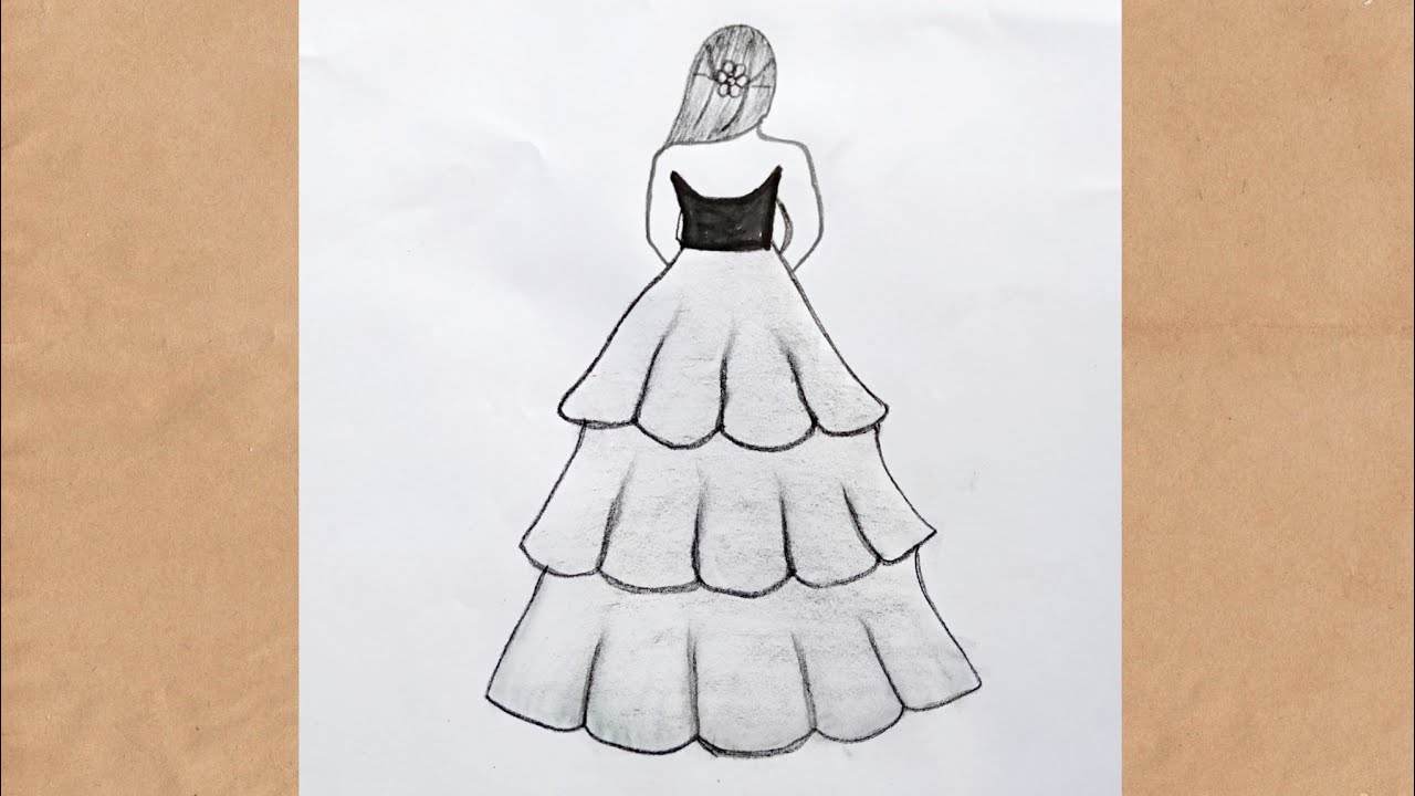 How to draw a girl with beautiful dress for beginners || Drawing ...
