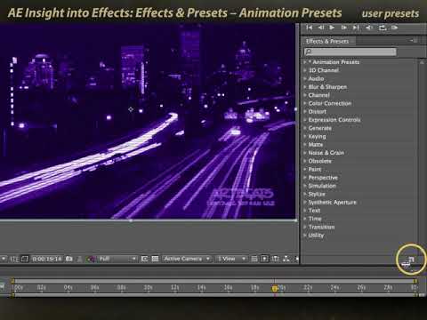 After Effects Effects & Presets panel 2/2: animation presets