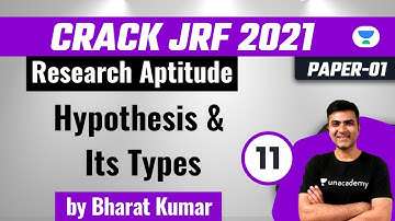 Crack JRF 2021| Research Aptitude by Bharat Kumar | Hypothesis & Its Types