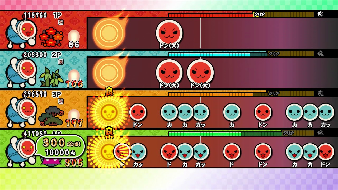 【太鼓の達人 Wii U2】モンスターハンター4G メドレー【全難易度同時再生】