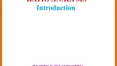 Ratio Analysis  Part - 1 Introduction