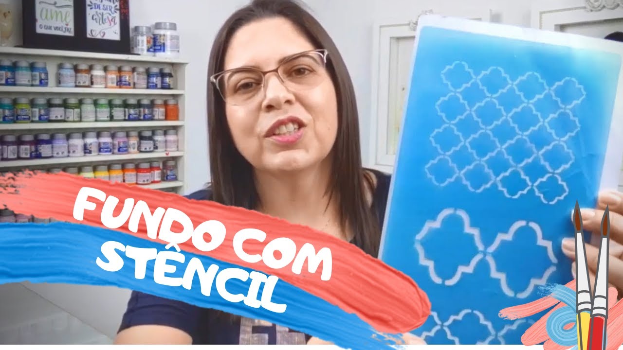 Usando Stêncil ACRILEX para pintar fundo
