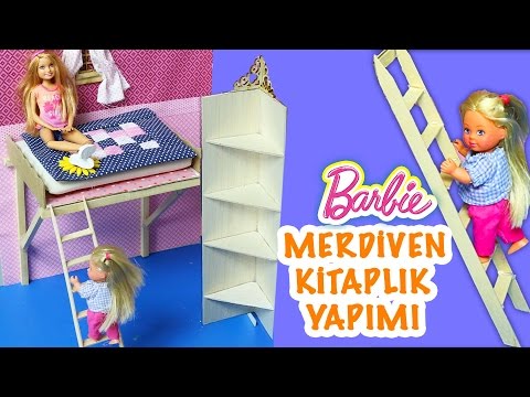 Barbie Genç Odası Kitaplık Ve Merdiven Yapımı | Nasıl Yapılır | Evcilik Oyunu | Oyuncak Butiğim