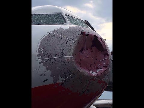 Atlasjet A320 radom and windshield seriously damaged by hail in Istanbul