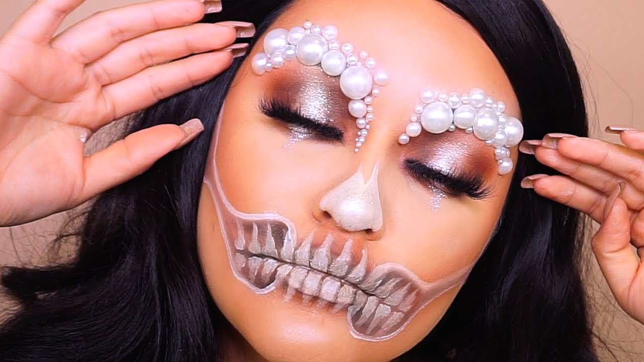 GLAM SKULL MAKEUP TUTORIAL || HALLOWEEN MAKEUP