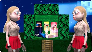 картинка: 😳ПОСТРОИЛИ ДОМ на ДЕРЕВЕ и Пережили НОЧЬ Против СТРАННАЯ СОСЕДКА в МАЙНКРАФТ! НУБИК