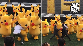 Security team bumrushes an adorable dancing Pikachu | New York Post