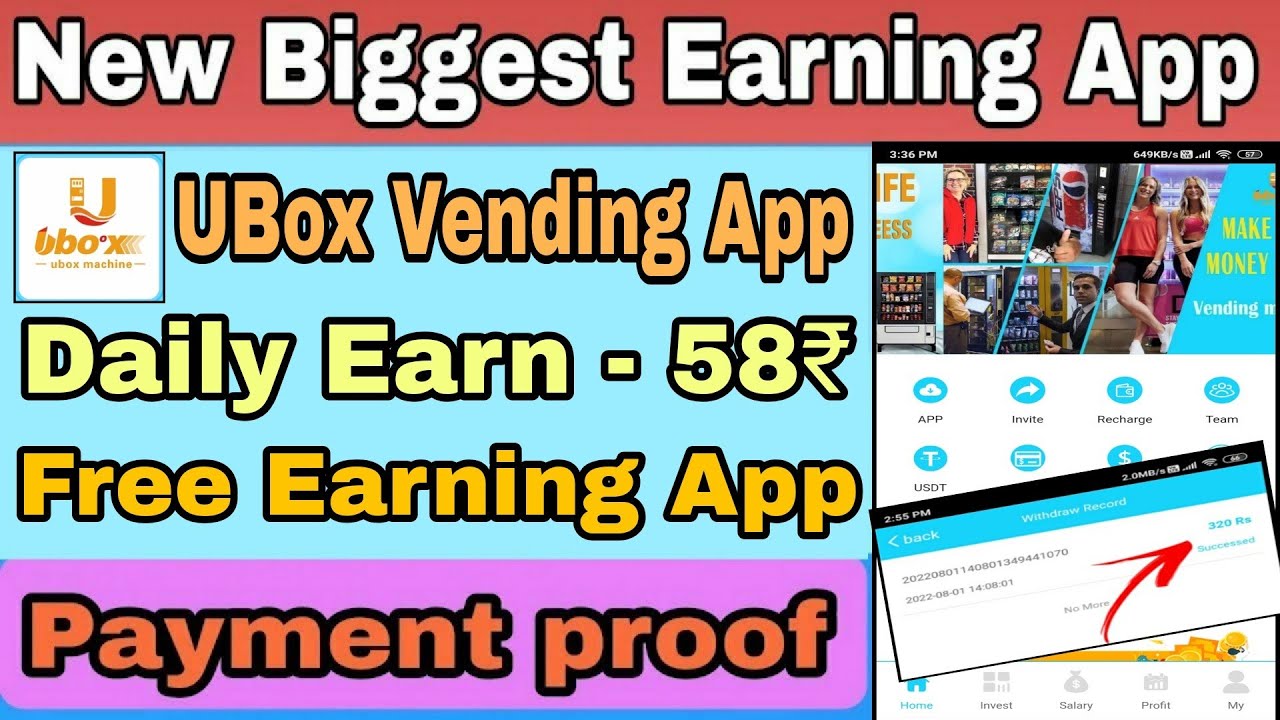 Ubox vending Earning App || Ubox App Payment proof || New Ubox App Full details