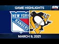 NHL Game Highlights | Rangers vs. Penguins – Mar. 9, 2021