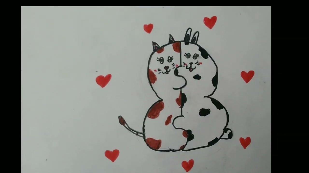 cute cat and bunny hugging drawing Drawing hacks YouTube