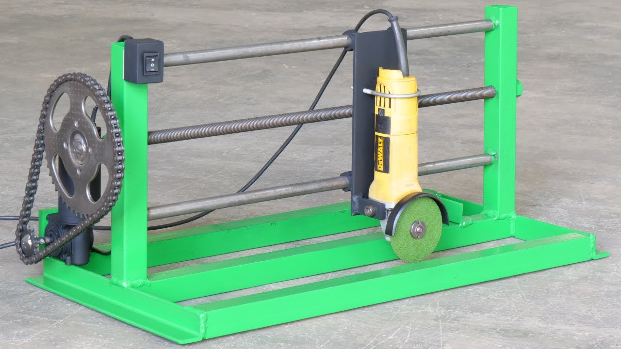 Rotating Jig Machine How To Make A Diy Motorized Sliding Angle Grinder Cutting Jig - YouTube