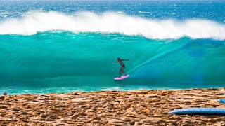 TOWIN SURFING AT THE HEAVIEST SHORE BREAK IN HAWAII