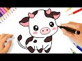 HOW TO DRAW A CUTE COW EASY ????????