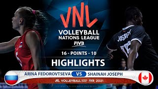 Arina Fedorovtseva vs Shainah Joseph | Russia vs Canada | VNL 2021 (HD)