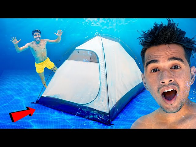 24 hours under water Camping ⛺ Can I survive? class=