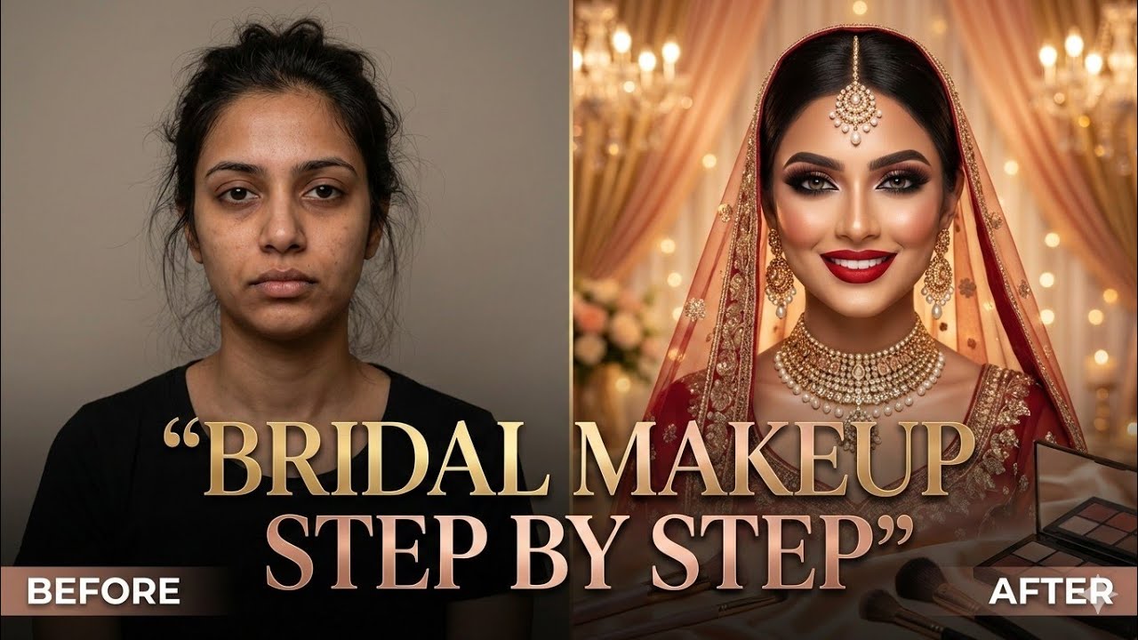 Bridal Makeup Tutorial Step By Step For Beginners | Full Transformation😍