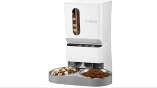 XTUOES Automatic Pet Feeder With Smart App | Easy & Safe Dual Sided Cat Food Dispenser W/ Voice Call