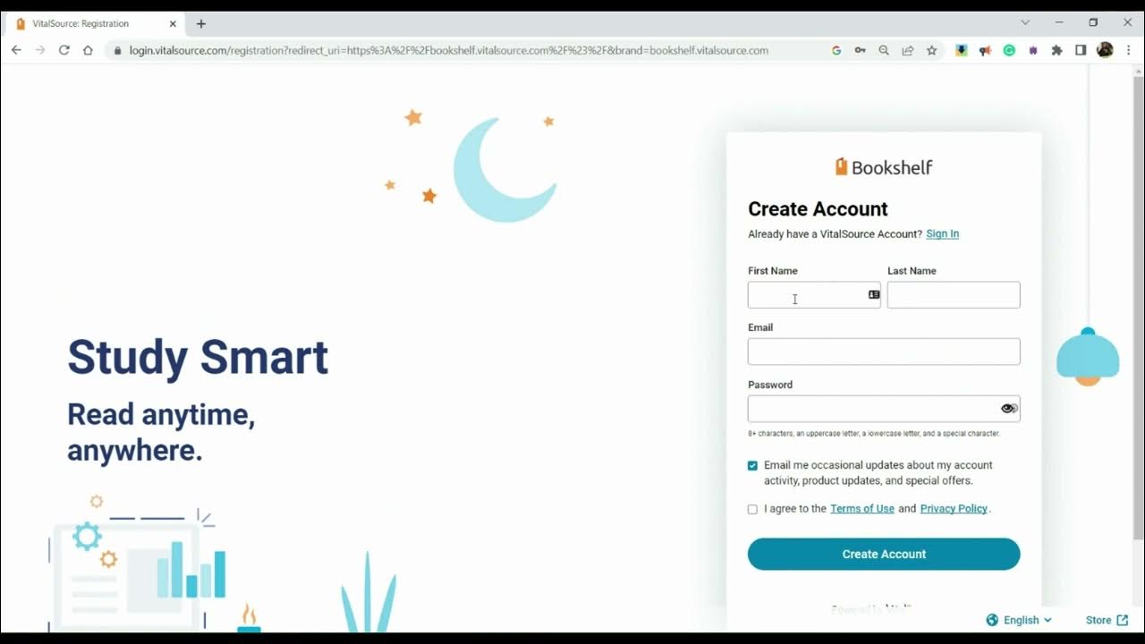 VitalSource Bookshelf إنشاء حساب جديد على منصة YouTube