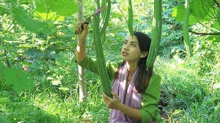 Cooking snack gourd with egg duck in my village