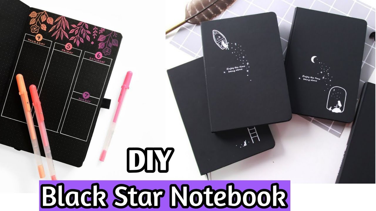 How to make black star journal notebook _ DIY Black journal notebook 