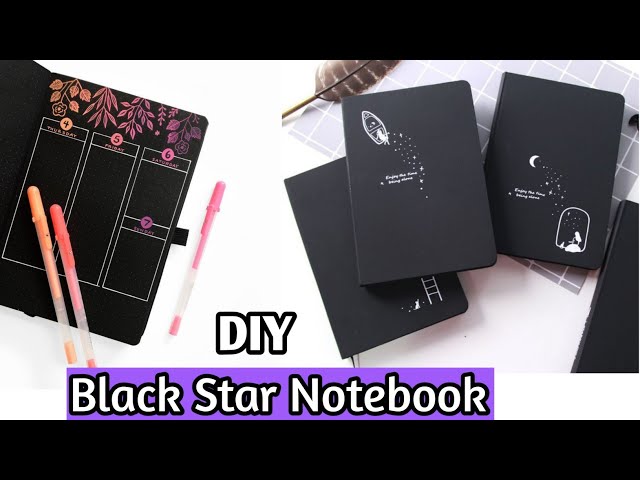 How to make black star journal notebook _ DIY Black journal notebook 