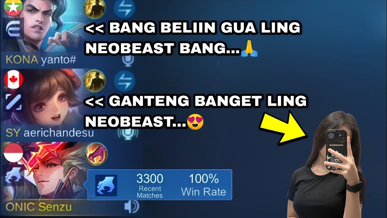 AKU IKUT BERMAIN DI RANDOM LOBBY(PART 78)REAKSI CEWE ON MIC LIAT LING NEOBEAST LANGSUNG SUKA!