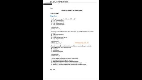 Test Bank For OpenStax Microbiology (Chapter 19: Diseases of the Immune System)