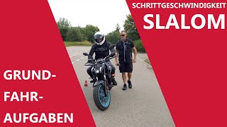 Schrittgeschwindigkeit Slalom! Grundfahraufgaben Motorrad Führerschein