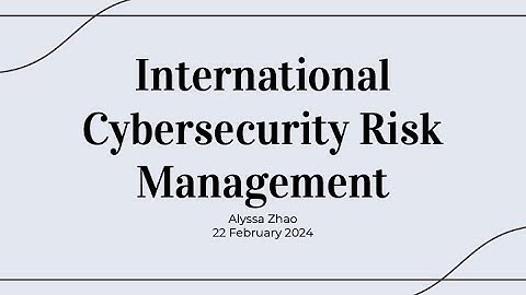 International Cybersecurity Risk Management