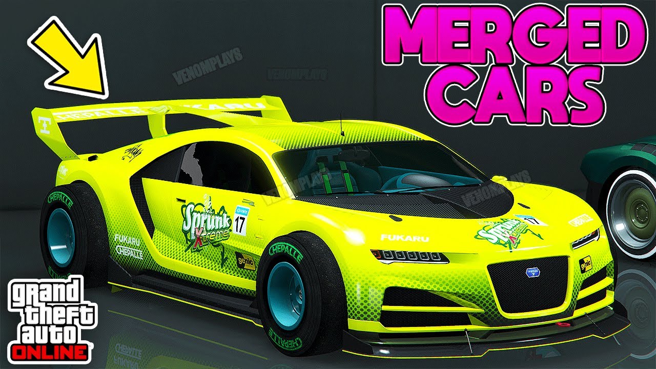 GTA 5 CAR 2 CAR MERGE GLITCH CARS SHOWCASE WITH MERGE F1 BENNY WHEELS