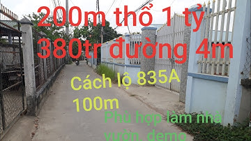 ĐÃ BÁN.....1 tỷ 380 triệu 200m2 thổ cư-đường ô tô-l Cách TL835A 100m l Mỹ Lộc-Cần Giuộc l 0899489216