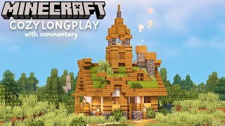 Relaxing Minecraft Longplay With Commentary - Building a Cozy Overgrown Mossy House