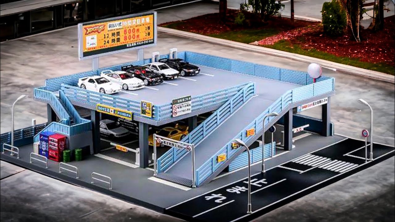 Diorama Auto Garage With Big Parking Base / Scale 1:60, 64