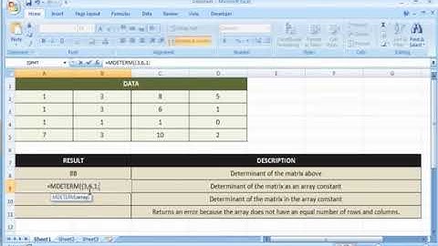 How to use the MDETERM function in Excel
